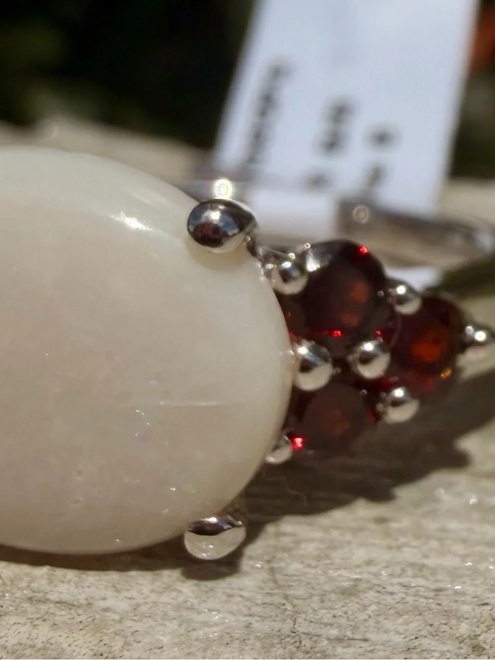 2.80 CTW White Opal Garnet Sterling Silver Ring Size 8 AA Gemstones
